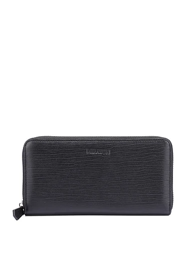 Гаманець на блискавці шкіряний чорний (5563) - фото 1 - Miraton