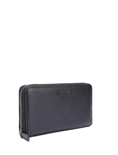 Гаманець на блискавці шкіряний чорний (5563) - фото 2 - Miraton