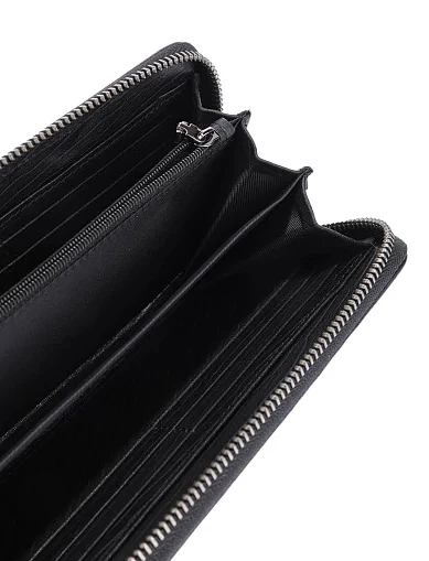 Гаманець на блискавці шкіряний чорний (5563) - фото 4 - Miraton