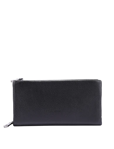 Гаманець на блискавці шкіряний чорний (9060-1) - фото 1 - Miraton