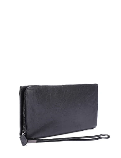 Гаманець на блискавці шкіряний чорний (A3025) - фото 2 - Miraton