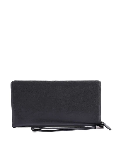 Гаманець на блискавці шкіряний чорний (A3025) - фото 3 - Miraton