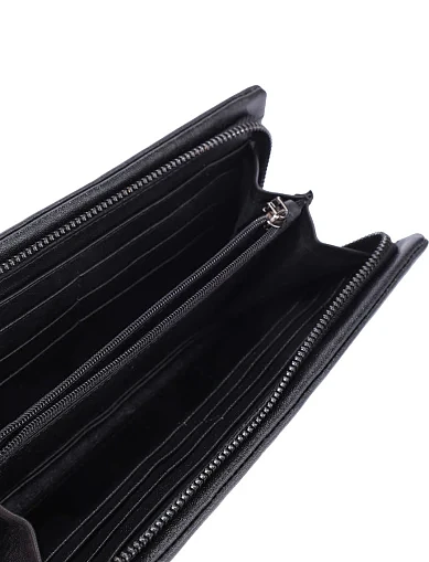 Гаманець на блискавці шкіряний чорний (A3025) - фото 4 - Miraton