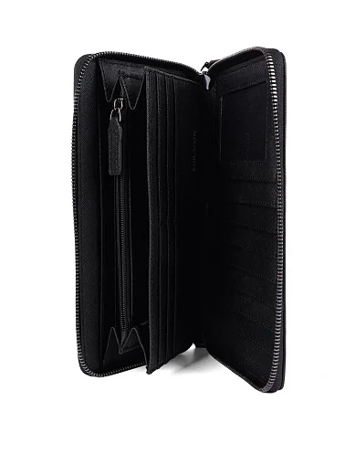Гаманець на блискавці шкіряний чорний (CEMA06172S-1) - фото 4 - Miraton