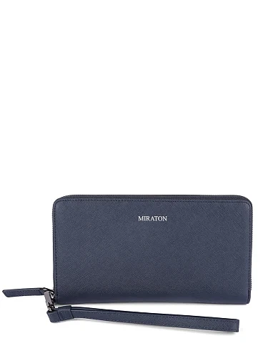 Гаманець на блискавці шкіряний синій (CEMA06172S-2) - фото 1 - Miraton