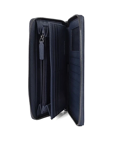 Гаманець на блискавці шкіряний синій (CEMA06172S-2) - фото 4 - Miraton