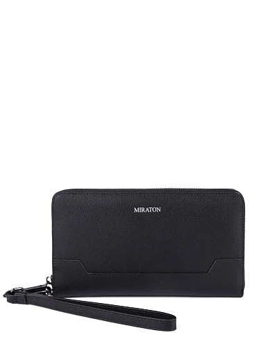 Гаманець на блискавці шкіряний чорний (CEMA07151M-1) - фото 1 - Miraton