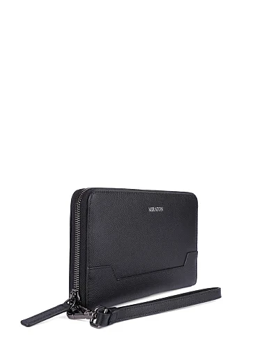 Гаманець на блискавці шкіряний чорний (CEMA07151M-1) - фото 2 - Miraton