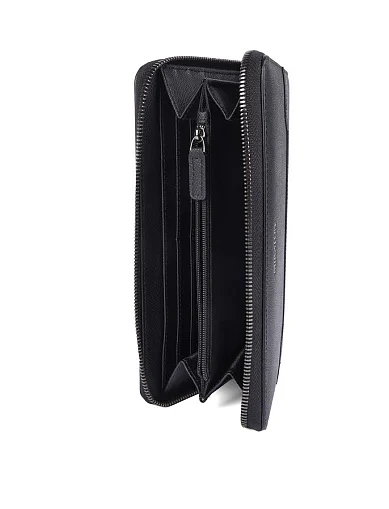 Гаманець на блискавці шкіряний чорний (CEMA07151M-1) - фото 4 - Miraton