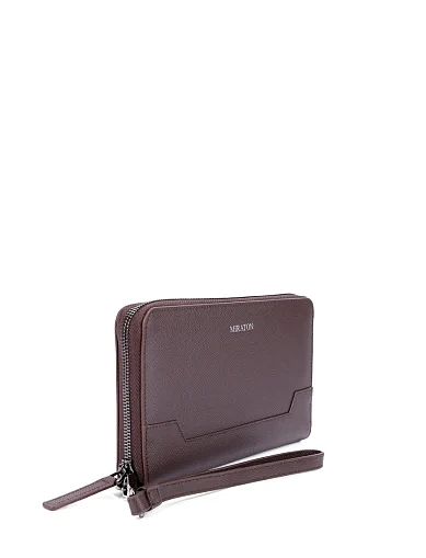 Гаманець на блискавці шкіряний коричневий (CEMA07151M-2) - фото 2 - Miraton