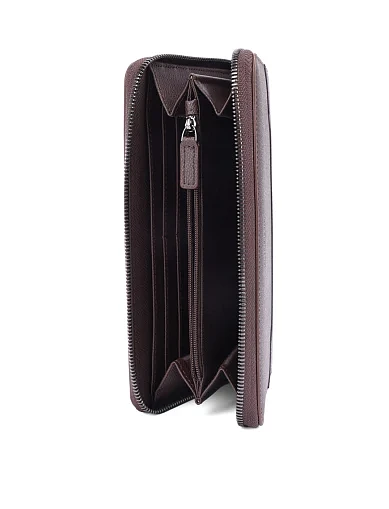 Гаманець на блискавці шкіряний коричневий (CEMA07151M-2) - фото 4 - Miraton