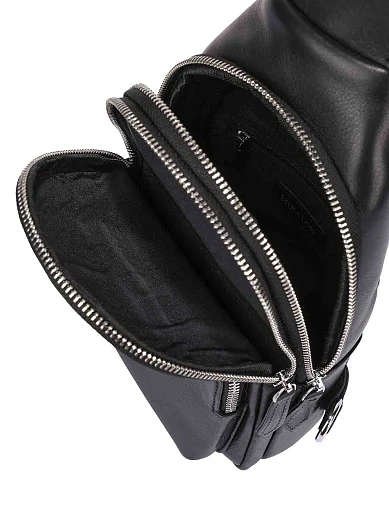 Чоловіча сумка шкіряна чорна (6633) - фото 5 - Miraton