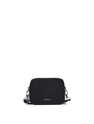 Чоловіча сумка крос-боді шкіряна чорна (6740-1) - фото 1 - Miraton