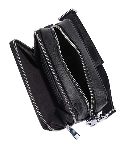 Чоловіча сумка крос-боді шкіряна чорна (6740-1) - фото 5 - Miraton