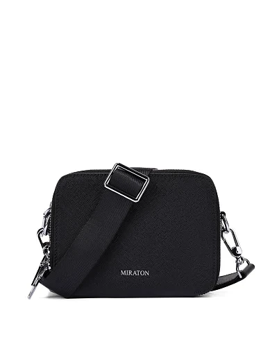 Чоловіча сумка крос-боді шкіряна чорна (6740-1) - фото 6 - Miraton