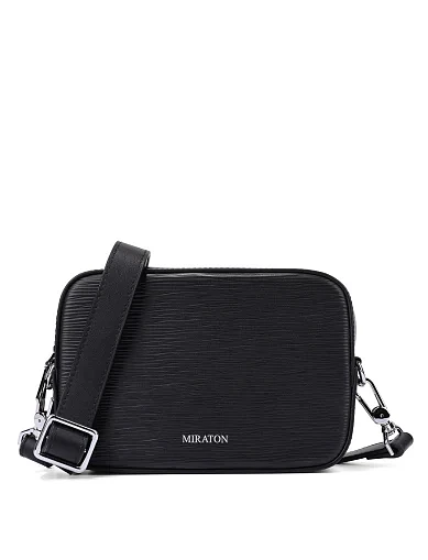 Чоловіча сумка крос-боді шкіряна чорна (7155-1) - фото 6 - Miraton