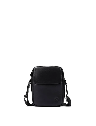 Чоловіча сумка месенджер шкіряна чорна (8239) - фото 1 - Miraton