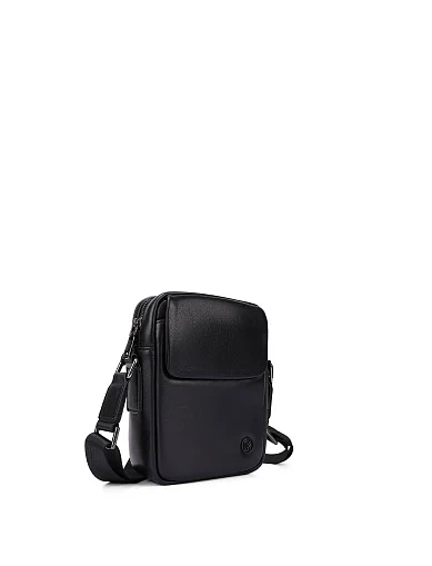 Чоловіча сумка месенджер шкіряна чорна (8239) - фото 2 - Miraton