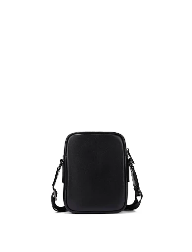 Чоловіча сумка месенджер шкіряна чорна (8239) - фото 3 - Miraton