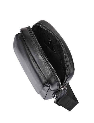 Чоловіча сумка месенджер шкіряна чорна (8239) - фото 6 - Miraton