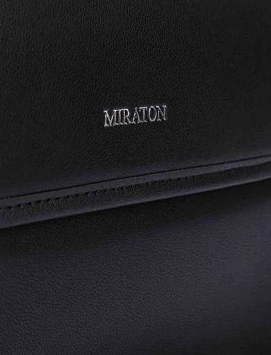 Мужская сумка через плечо кожаная черная - фото 4 - Miraton