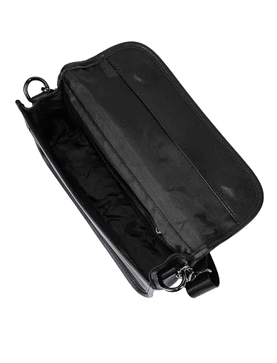 Мужская сумка через плечо кожаная черная - фото 5 - Miraton