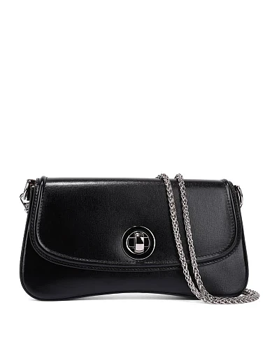 Женская сумка через плечо кожаная черная - фото 7 - Miraton