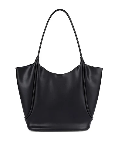 Женская сумка шоппер кожаная черная - фото 1 - Miraton