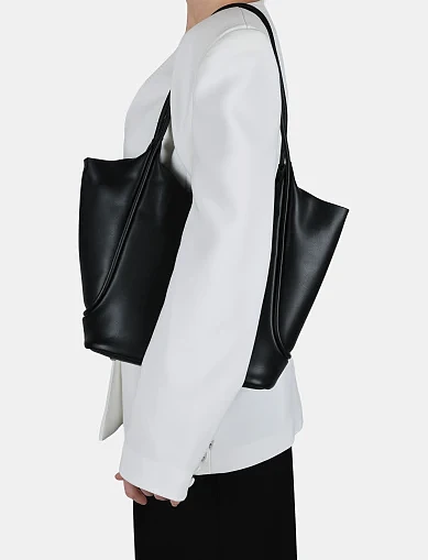 Женская сумка шоппер кожаная черная - фото 2 - Miraton