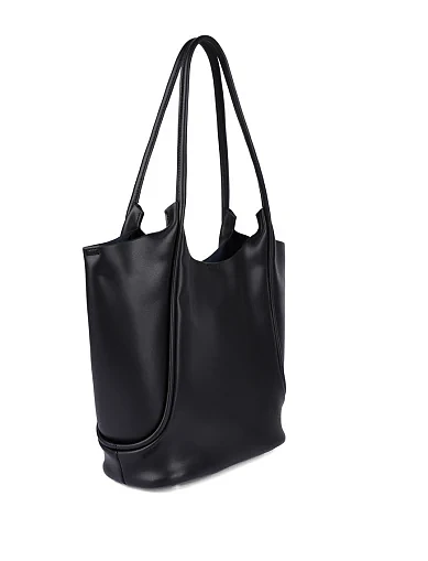 Женская сумка шоппер кожаная черная - фото 3 - Miraton