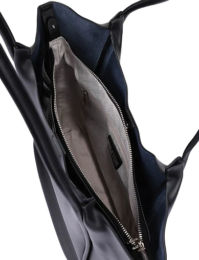 Женская сумка шоппер кожаная черная - фото 6 - Miraton