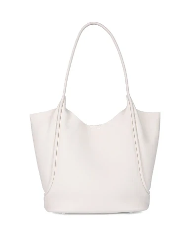 Женская сумка шоппер кожаная белая - фото 1 - Miraton