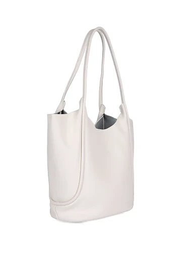 Женская сумка шоппер кожаная белая - фото 3 - Miraton