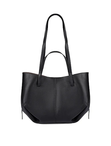 Женская сумка шоппер кожаная черная - фото 1 - Miraton