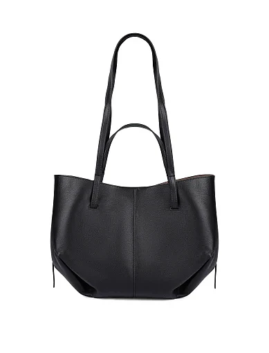 Женская сумка шоппер кожаная черная - фото 3 - Miraton