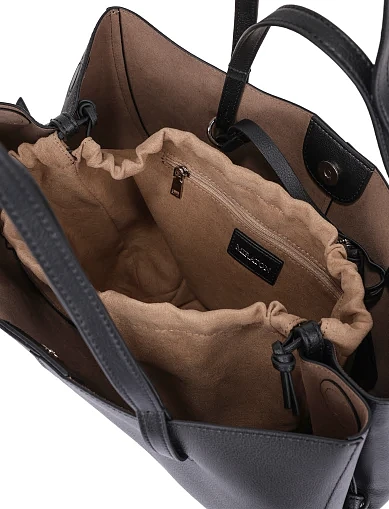 Женская сумка шоппер кожаная черная - фото 6 - Miraton