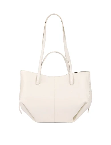 Женская сумка шоппер кожаная молочного цвета - фото 3 - Miraton