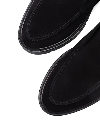 Женские ботинки лоферы Attizzare велюровые черные - фото 5 - Miraton