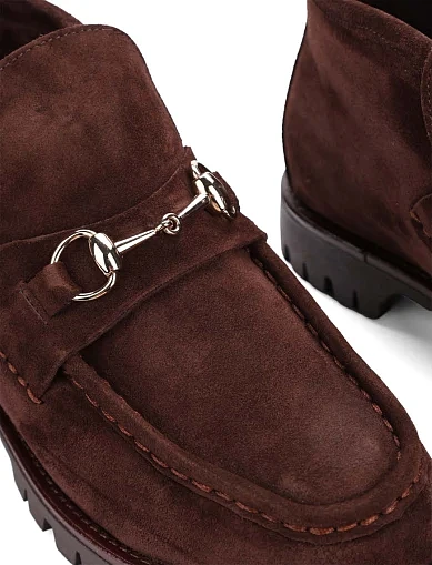 Женские ботинки лоферы Attizzare велюровые коричневые - фото 5 - Miraton