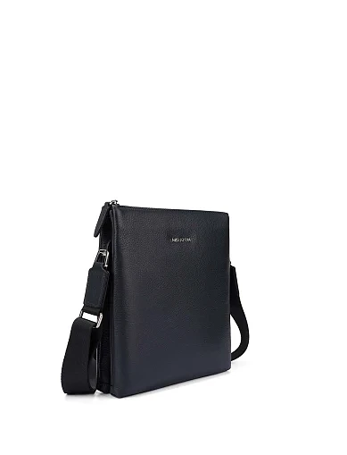 Мужская сумка кросс-боди кожаная синяя - фото 2 - Miraton