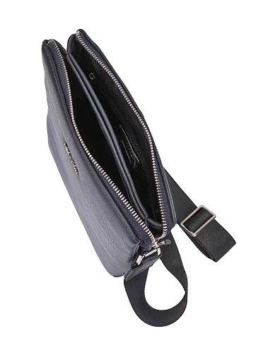 Мужская сумка кросс-боди кожаная синяя - фото 6 - Miraton