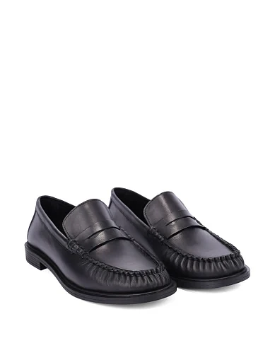 Женские туфли лоферы Attizzare кожаные черные - фото 3 - Miraton