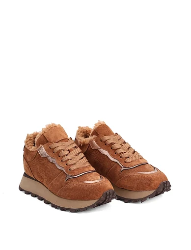 Женские кроссовки Attizzare велюровые коричневые - фото 3 - Miraton