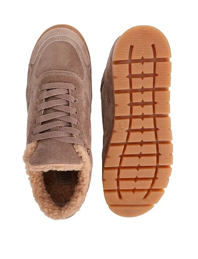 Женские кроссовки Attizzare велюровые бежевые - фото 2 - Miraton