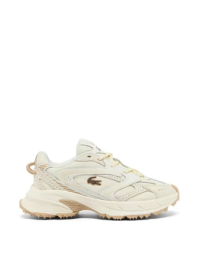 Женские кроссовки Lacoste L003 2K24 кожаные бежевые - фото 1 - Miraton