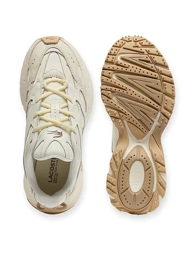 Женские кроссовки Lacoste L003 2K24 кожаные бежевые - фото 5 - Miraton