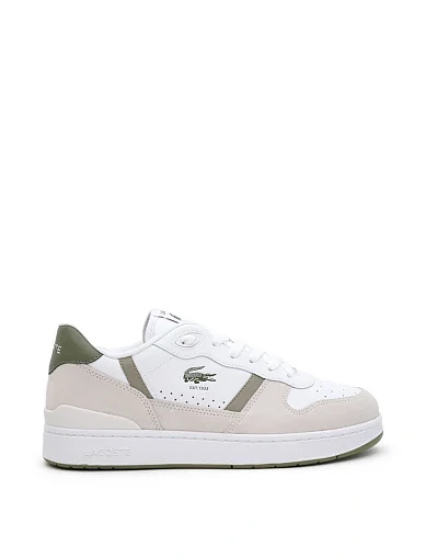 Мужские кеды Lacoste T-Clip кожаные белые - фото 1 - Miraton