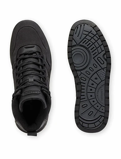 Мужские ботинки Lacoste T-Clip Wntr Mid текстильные черные - фото 4 - Miraton