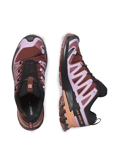 Женские кроссовки Salomon XA Pro 3D V9 из экокожи бордовые - фото 4 - Miraton