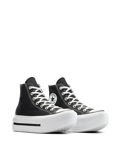Женские ботинки Converse Chuck Taylor All Star Lift Double Stack текстильные черные - фото 3 - Miraton